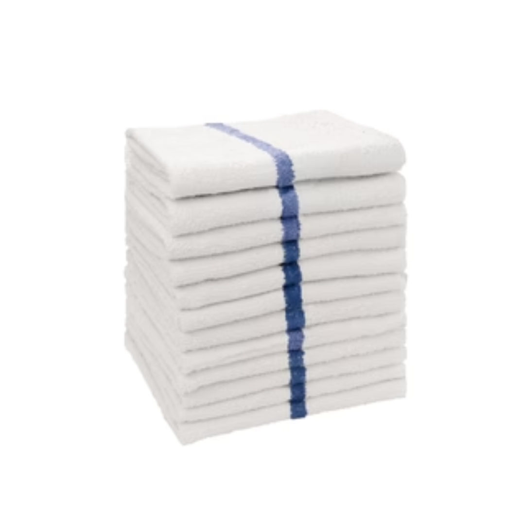 ProTex EssentialsFSPRO™ White w/Blue Stripe Towels - 12/pack