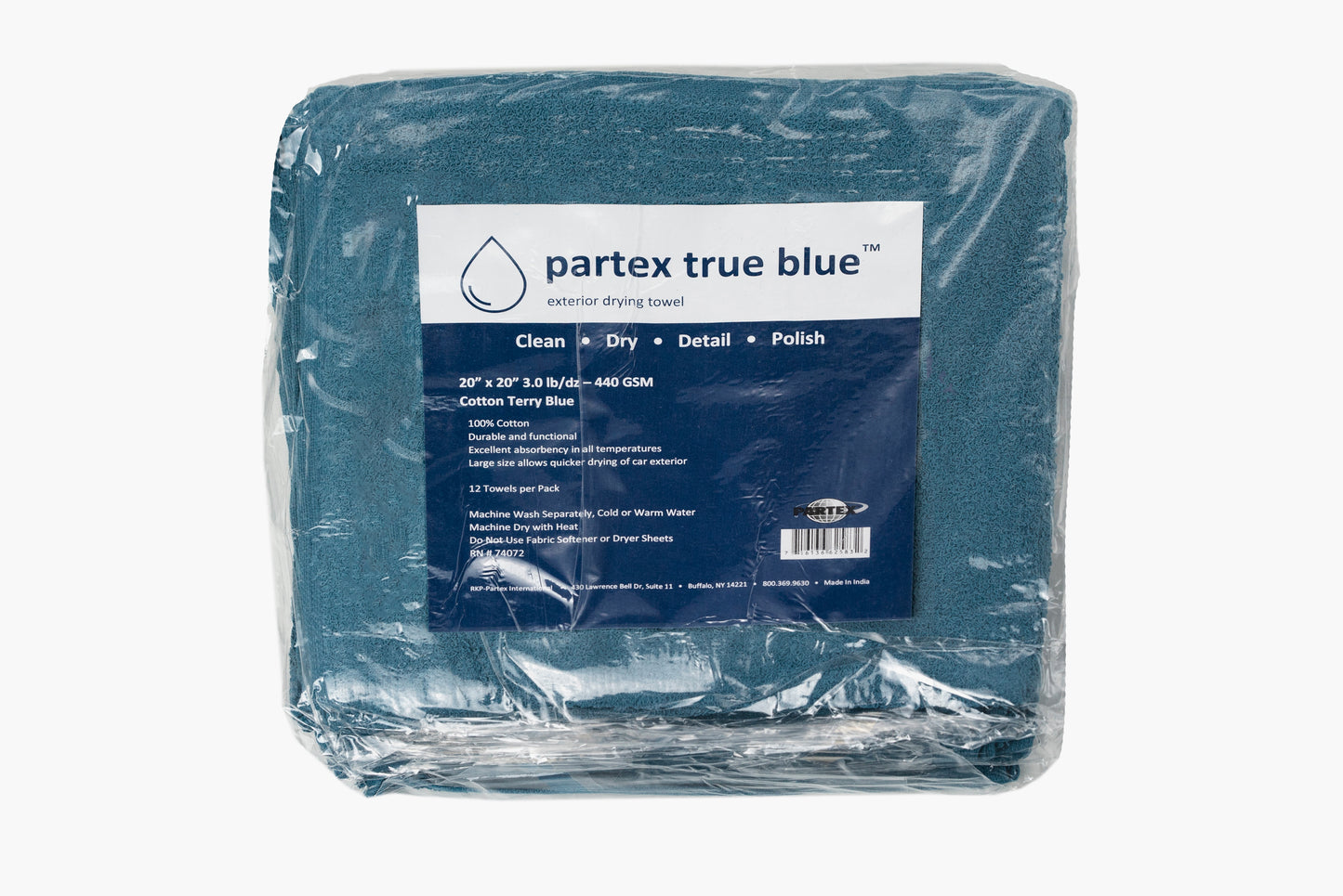 ProTex True Blue™ 100% Cotton 20"x20" Towels - 12/Pack - 3.0 lb per pk