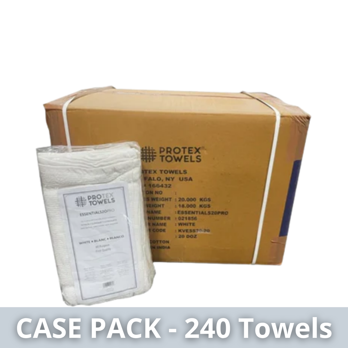 ProTex Essentials20PRO™ White 14"x25" 2lb/12Pk 240 Towels/Case