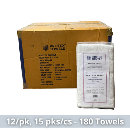 ProTex Essentials28PRO™ White 15"x27" 2.8lb/12Pk 180 Towels/Case