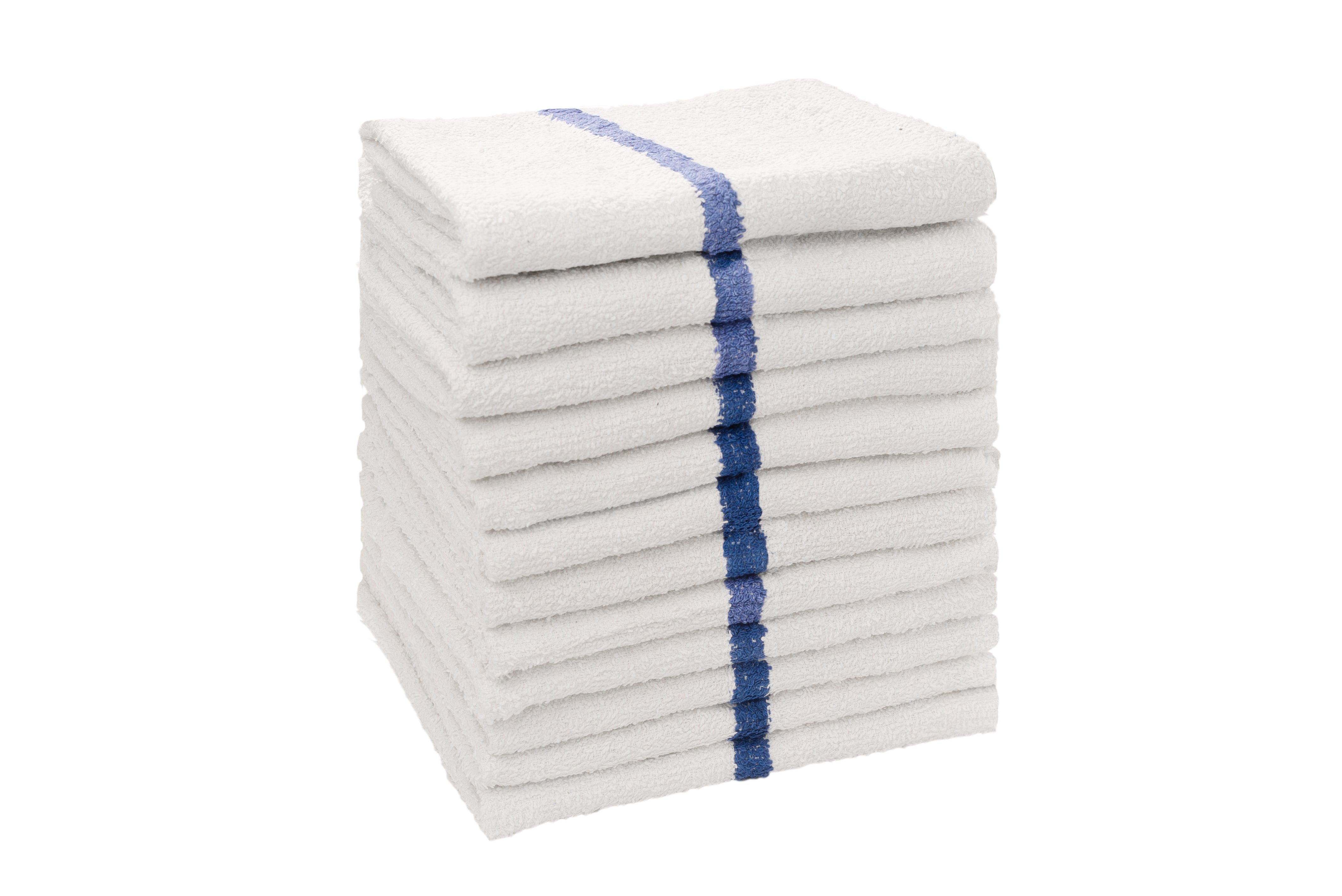 ProTex EssentialsFSPRO™ White Towels w/ Blue Stripe